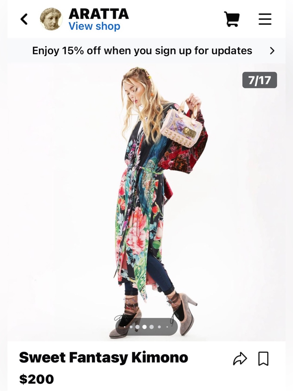 Aratta Floral Wrap Kimono in Black and Green